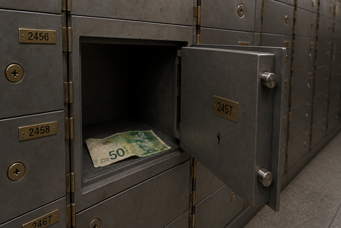A NIS 50 note in a safe. A NIS 50 note in a safe.