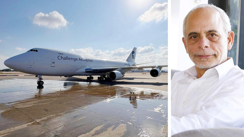 בעל השליטה בחברת Challenge Airlines עופר גלבוע לצד מטוס מטען אווירי של החברה. עלייה מקיבולת של 250 טון ל־360 טון (צילום: יוחאי מוסי, באדיבות צ'אלנצ' איירליינס) בעל השליטה בחברת Challenge Airlines עופר גלבוע לצד מטוס מטען אווירי של צ'אלנצ' איירליינס