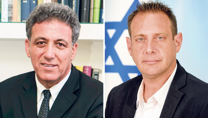 איתמר דוננפלד (מימין) ואבי עמירם, שני חברי ועדת האיתור שמקושרים ללוין (צילומים: דוברות משרד המשפטים) איתמר דוננפלד ו אבי עמירם
