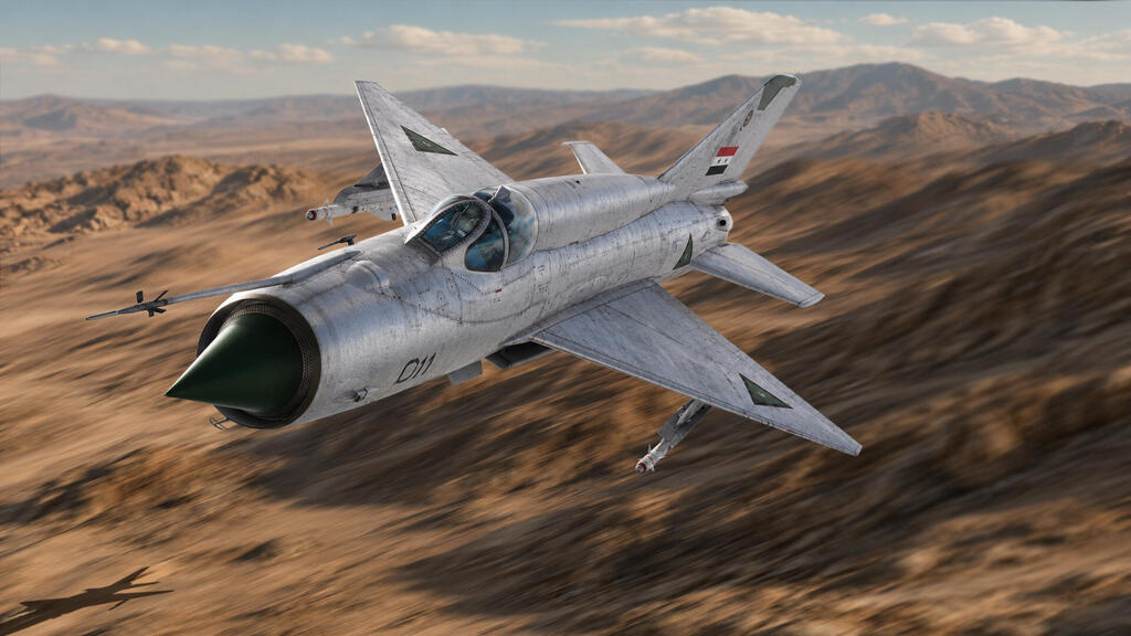 המיג בדרכו לישראל (צילום: DCS (התמונה עובדה באמצעות AI) הקברניט מיג 21 מבצע יהלום 1