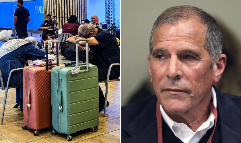 פנחס עידן, לצד נוסעים שממתינים למזוודות בנתב"ג