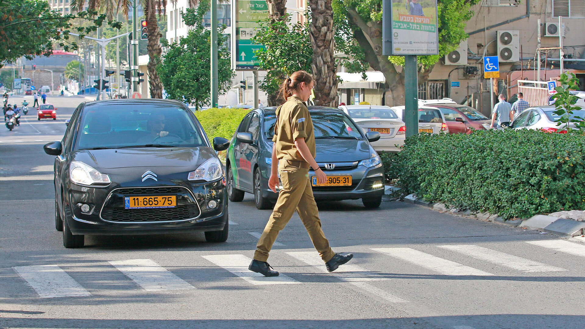 חיילת זכות קדימה ב מעבר חציה