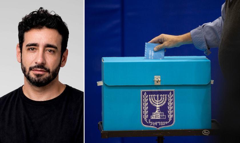 גיא טיטונוביץ', מייסד ומנכ"ל CHEQ, לצד קלפי בבחירות הקודמות