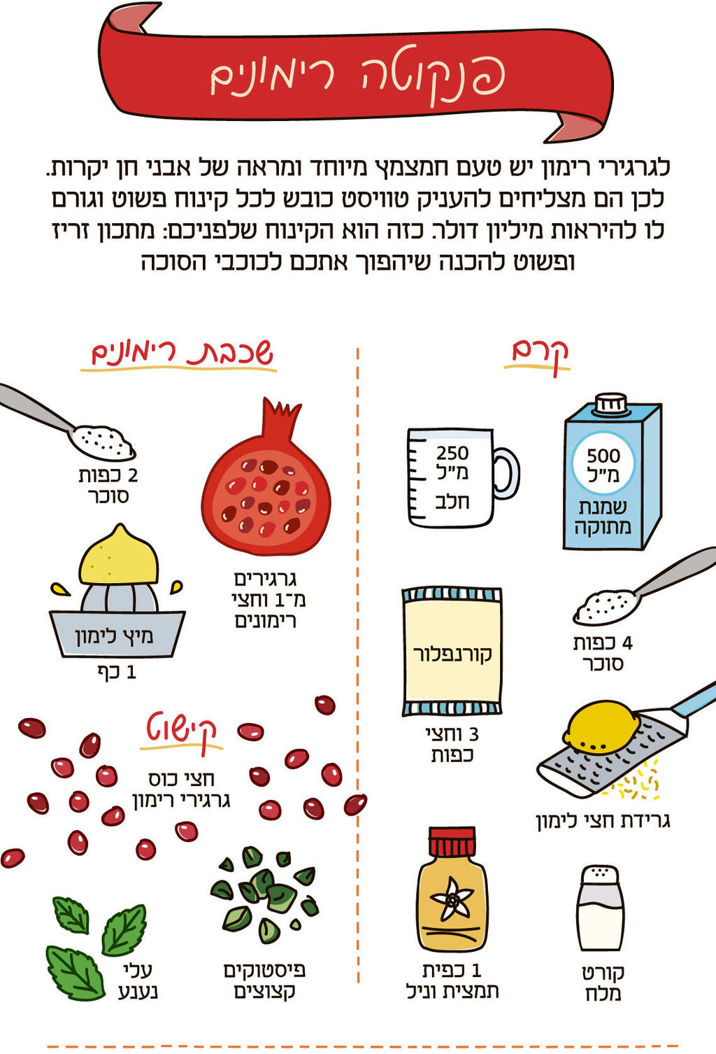 אינפו מתכוניסט פנקוטה רימונים פנאי