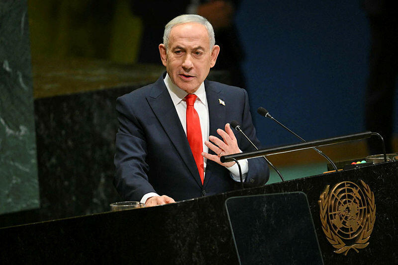 Benjamin Netanyahu. (Photo: ANGELA WEISS / AFP) נתניהו נואם בעצרת האו"ם