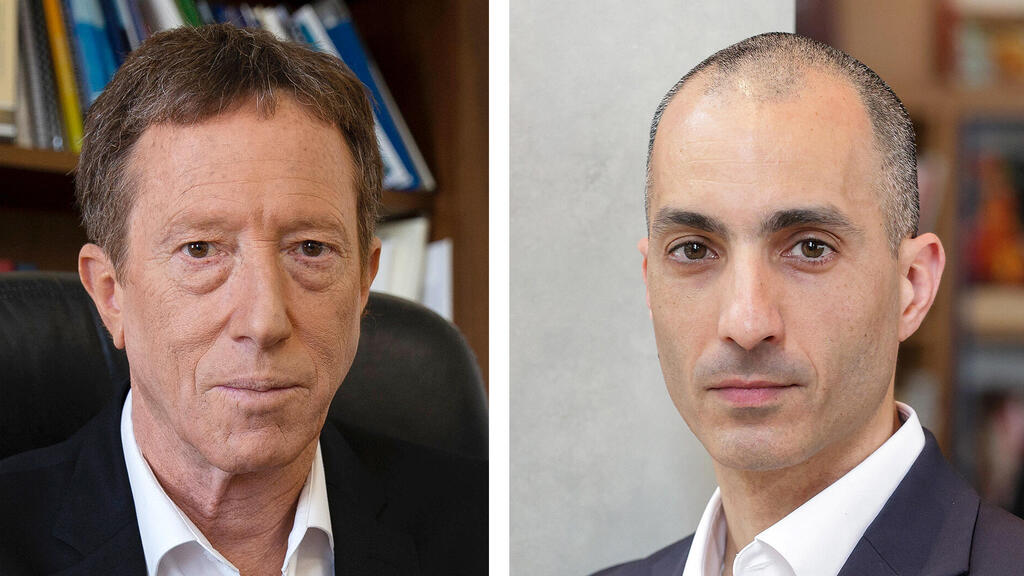 מימין: עמית גל, הממונה על שוק הון, ואבי שמחון, יו"ר המועצה הלאומית לכלכלה (צילומים: עמית שאבי, נמרוד גליקמן) מימין עמית גל הממונה על שוק הון ו אבי שמחון יו"ר המועצה הלאומית לכלכלה
