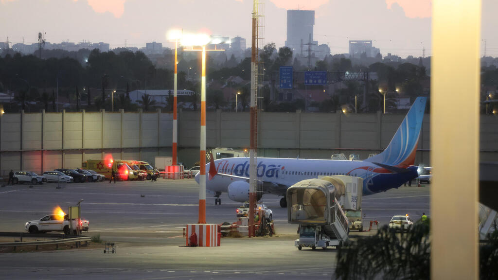 נחיתת מטוס פליי דובאי בנמל התעופה בן גוריון נתב"ג צוותי חילוץ והצלה