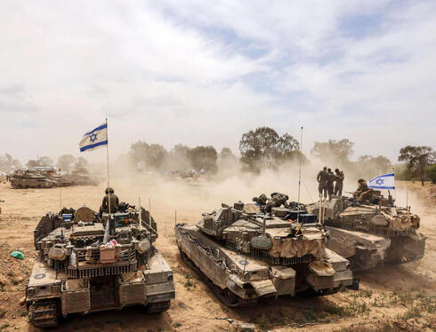Israeli tanks preparing to enter Gaza. 