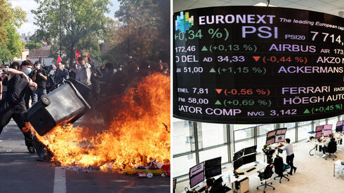 צילומים: Abdul Saboor/Reuters, Benjamin Girette/Bloomberg תשואות אג"ח צרפת מזנקות, מניות הבנקים שלה מאבדות גובה