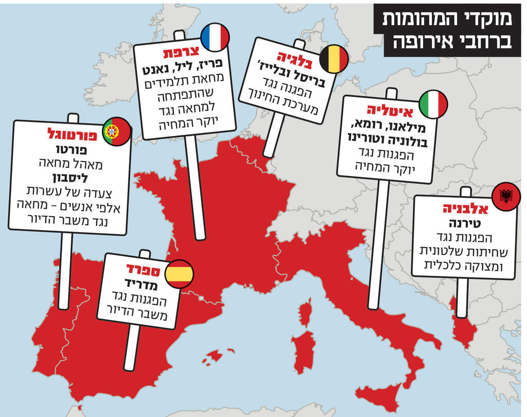 אינפו מוקדי המהומות ברחבי אירופה