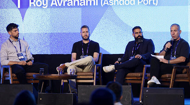 TECH1 2026 Conference - From right: Avi Gil (Givon Defense), Roy Avrahami (Ashdod Port), Rotem Abeles (Airis Labs), Amir Leibowitz (Orca Innovation) 