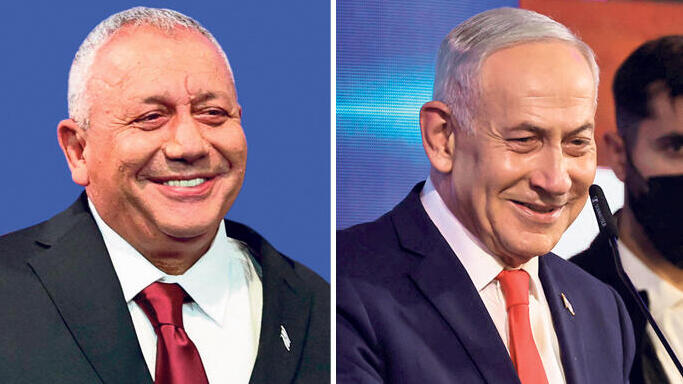 מימין: בנימין נתניהו וגדי איזנקוט בליל מדגמי הבחירות. הליכוד ניצלה פיצול טכני להגדלת המימון (צילומים: AFP) בנימין נתניהו ו גדי איזנקוט